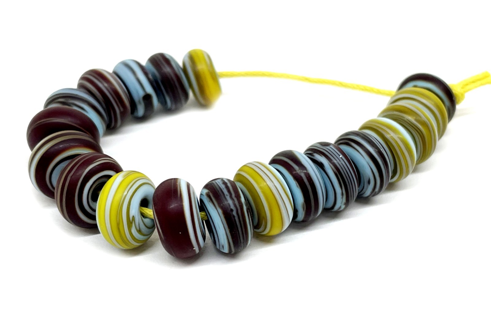 Handmade Lampwork Glass Disk Beads From Murano OOAK Tamara Yarilo Brand 19 Pcs