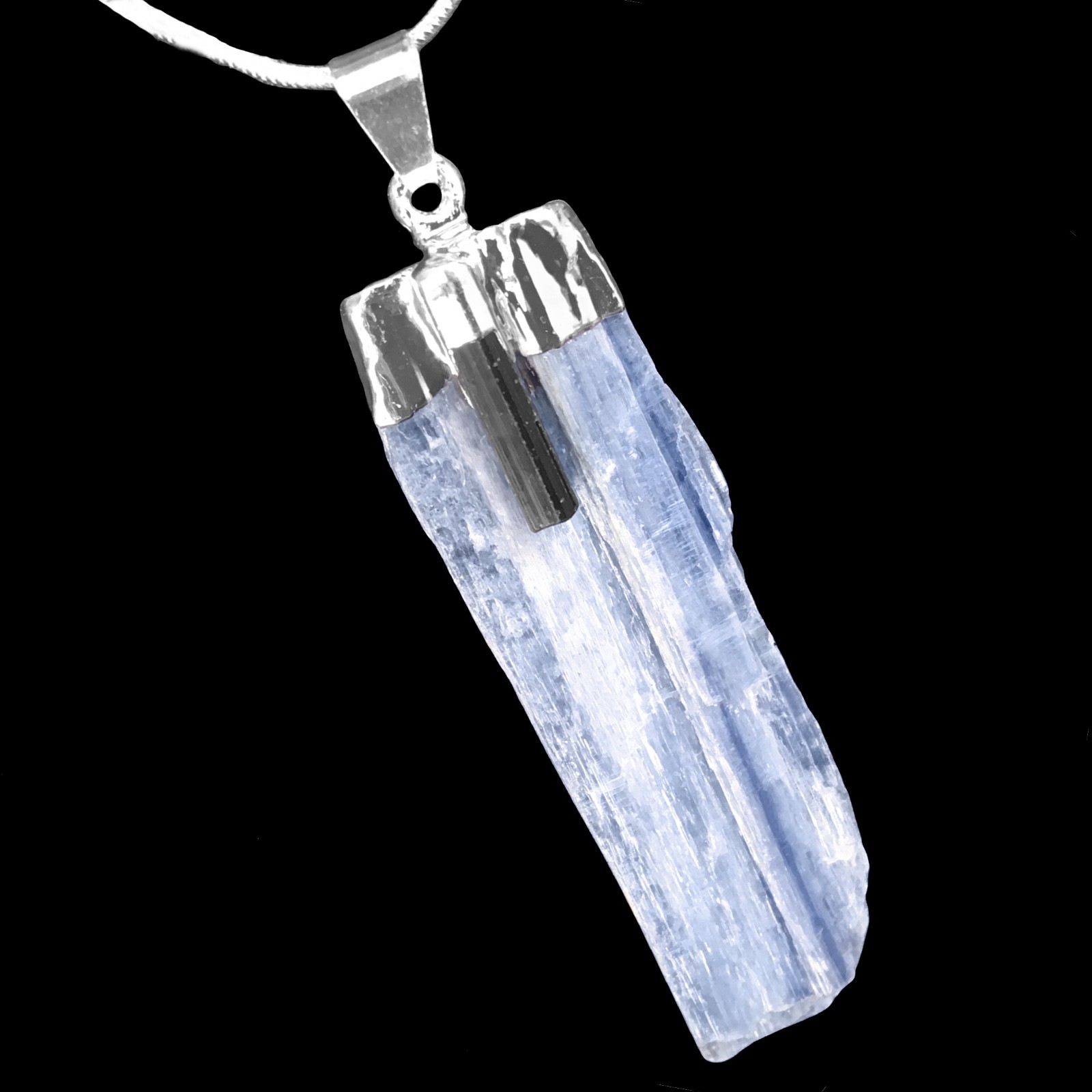 Black Tourmaline KYANITE Crystal Chakra Pendant & 925 Sterling Silver Necklace