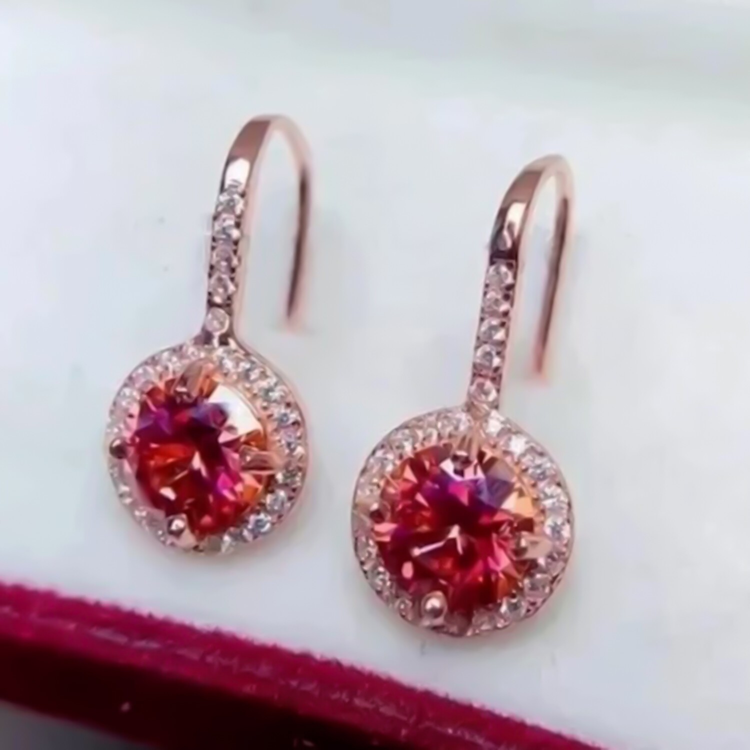 2.80 Ct Certified Pink Diamond Solitaire Earrings in 925 Silver For Anniversary