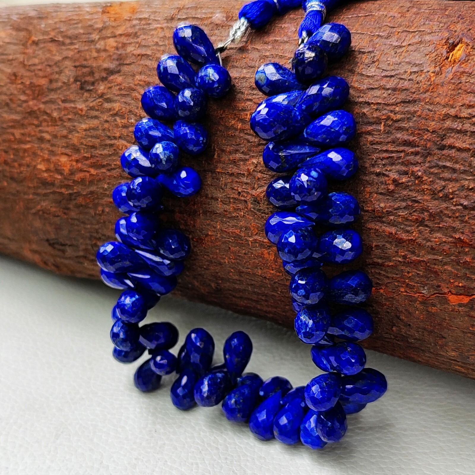 Natural Lapis Lazuli Gems 11×7 to 13×8 mm Faceted Teardrop Briolette 8.5″ Strand