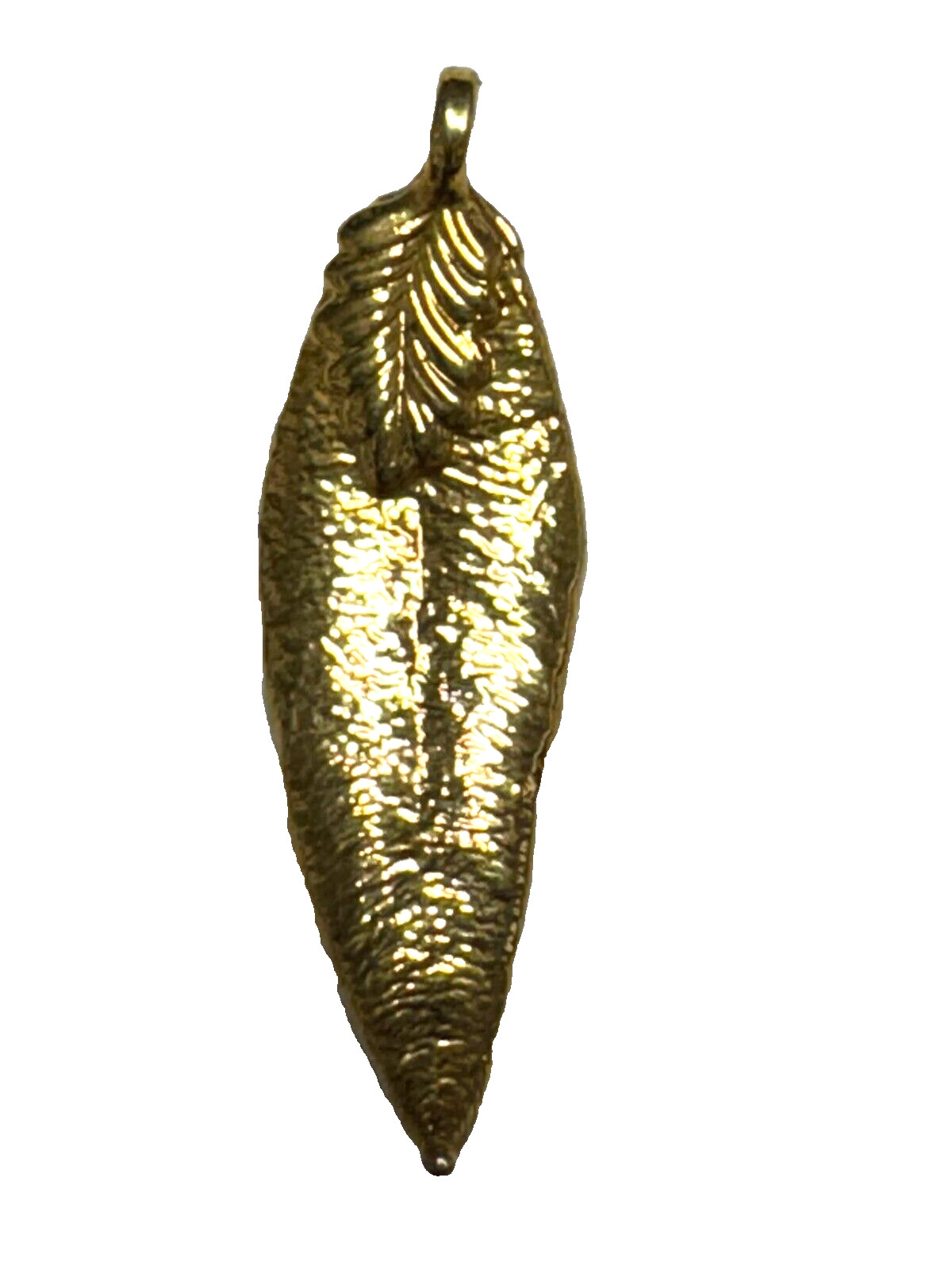 Pendant charm MAILE LEAF shiny gold plated 1 5/8 inches
