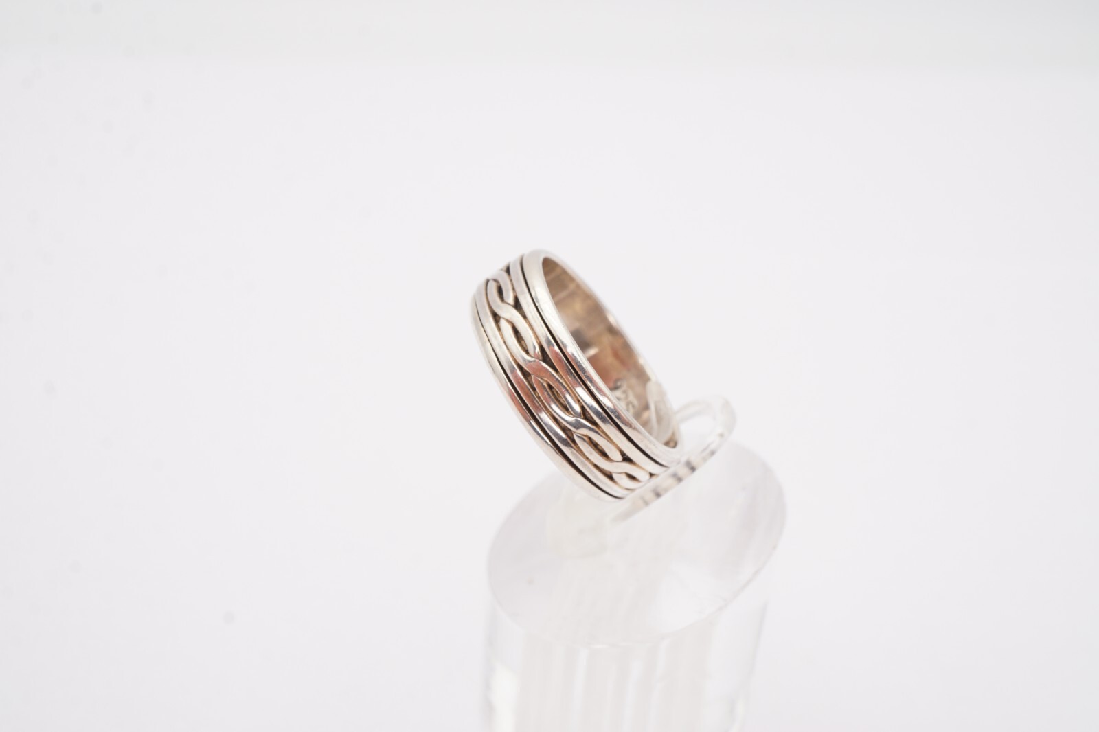 Sterling Silver 925 Barbed Wire Spinner Ring Size 8