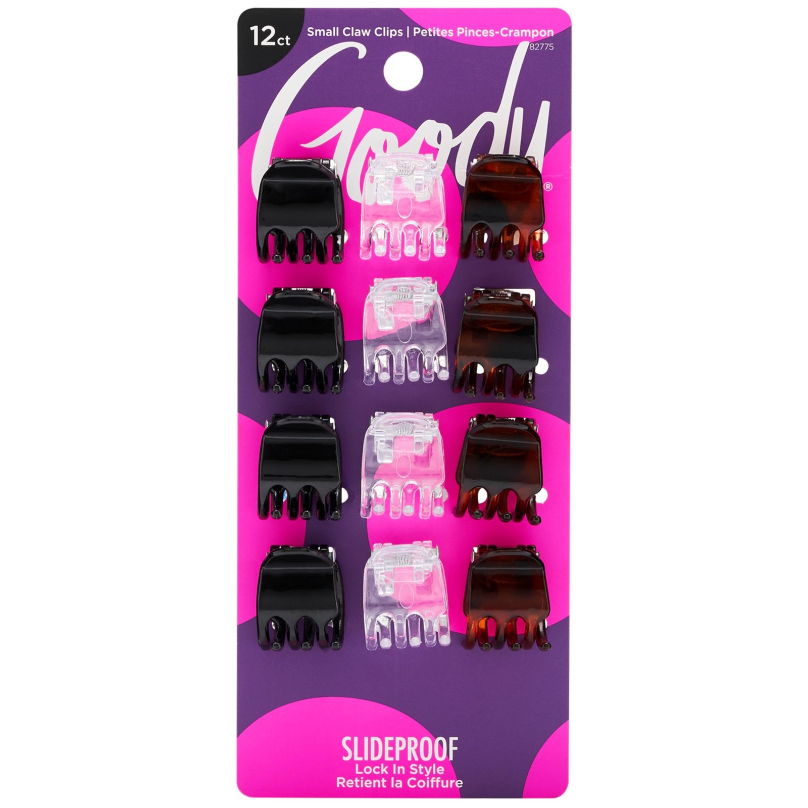 Goody Small Basic Half-Claw Hair Clips, 12-Count – 3-Prong Claw Clips for