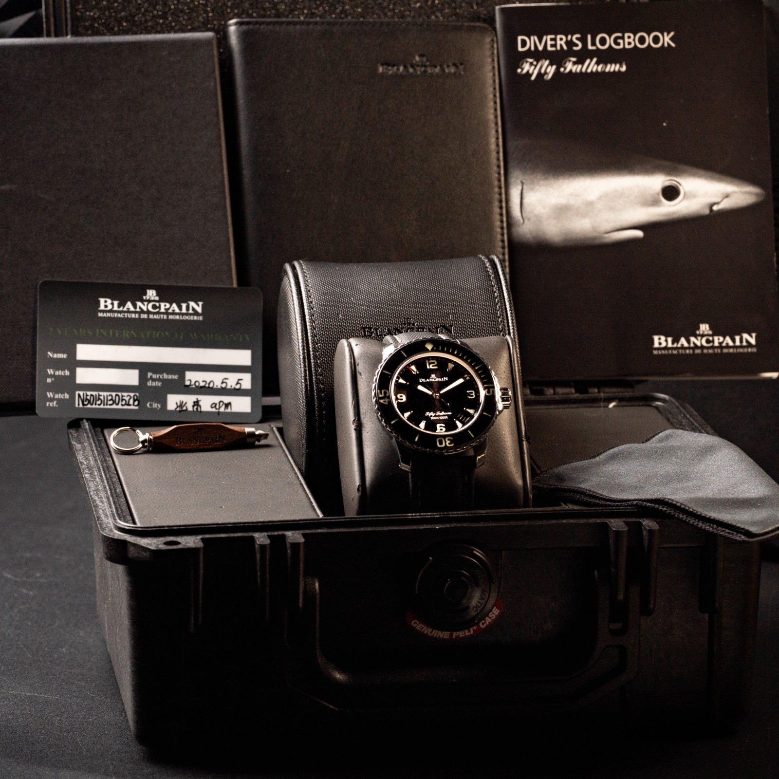 Blancpain Fifty Fathoms 45mm Black Dial 5015-1130-52 Complete – Deployant Clasp