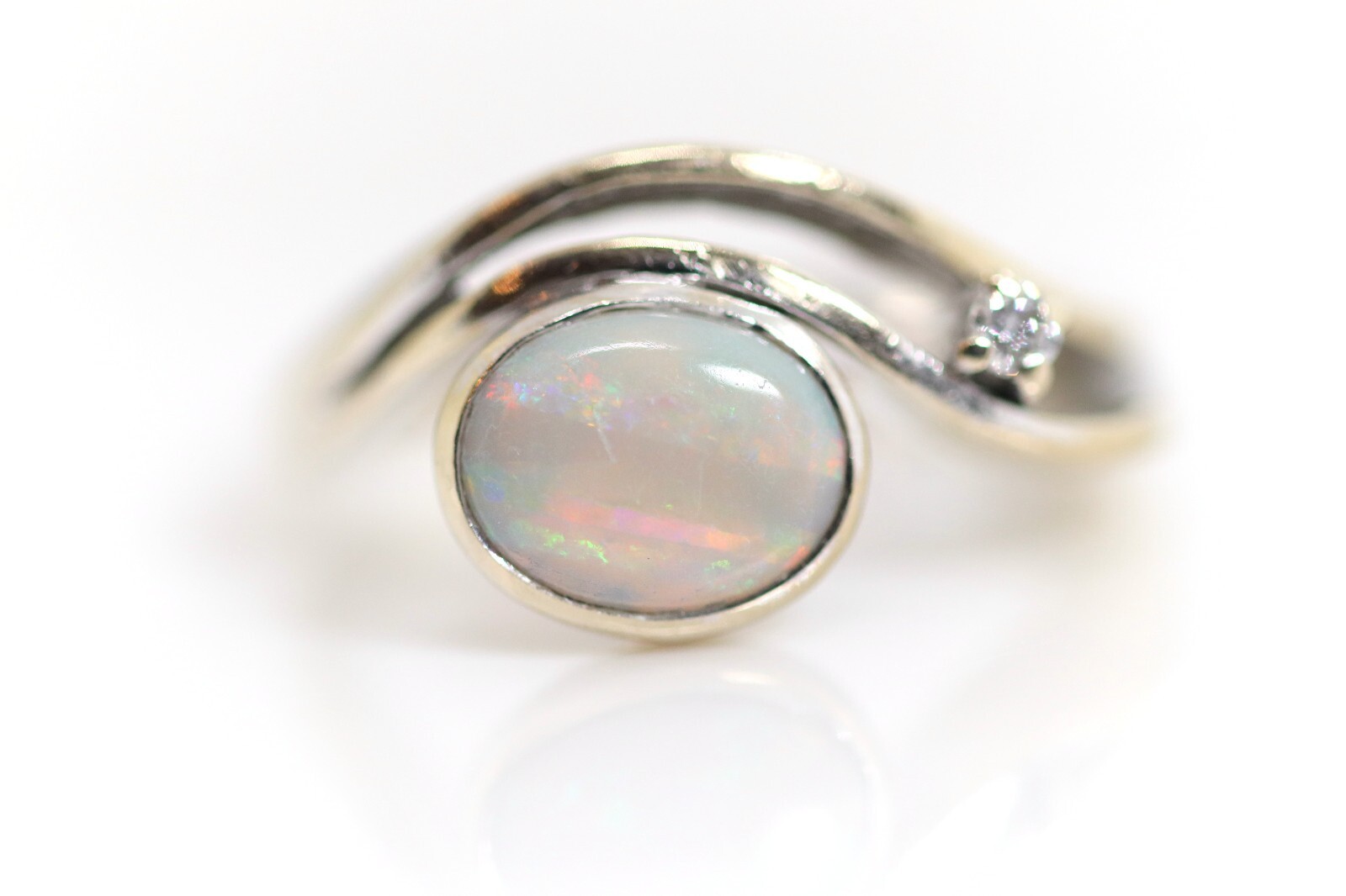 Designer Ladies White Gold Gold Ring Opal + Brilliant 14kt – 585 Master Hallmark Rg 56