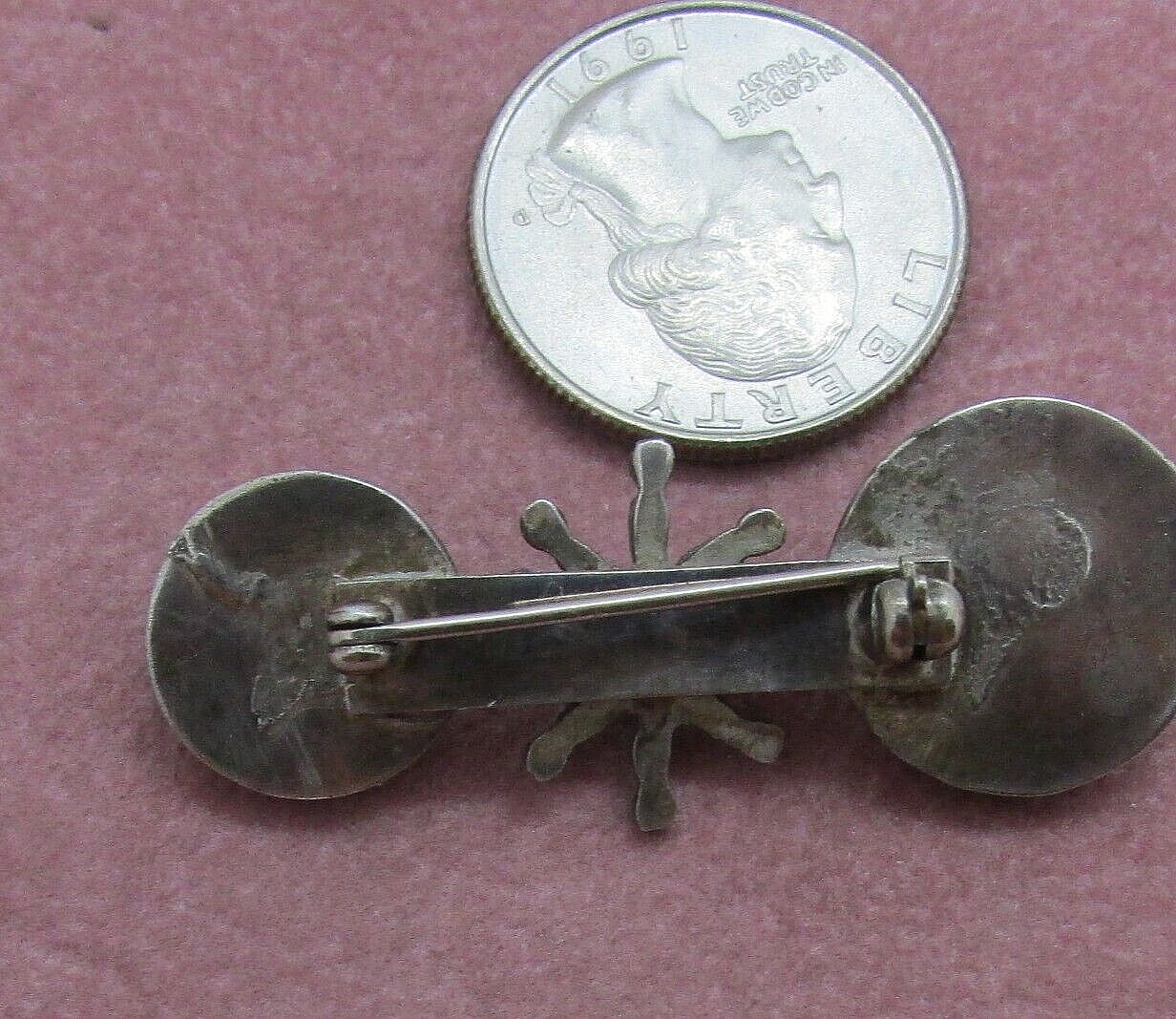 VTG SW N A NEEDLEPOINT TURQUOISE BROOCH /BUTTONS STERLING– NEW PRICE–