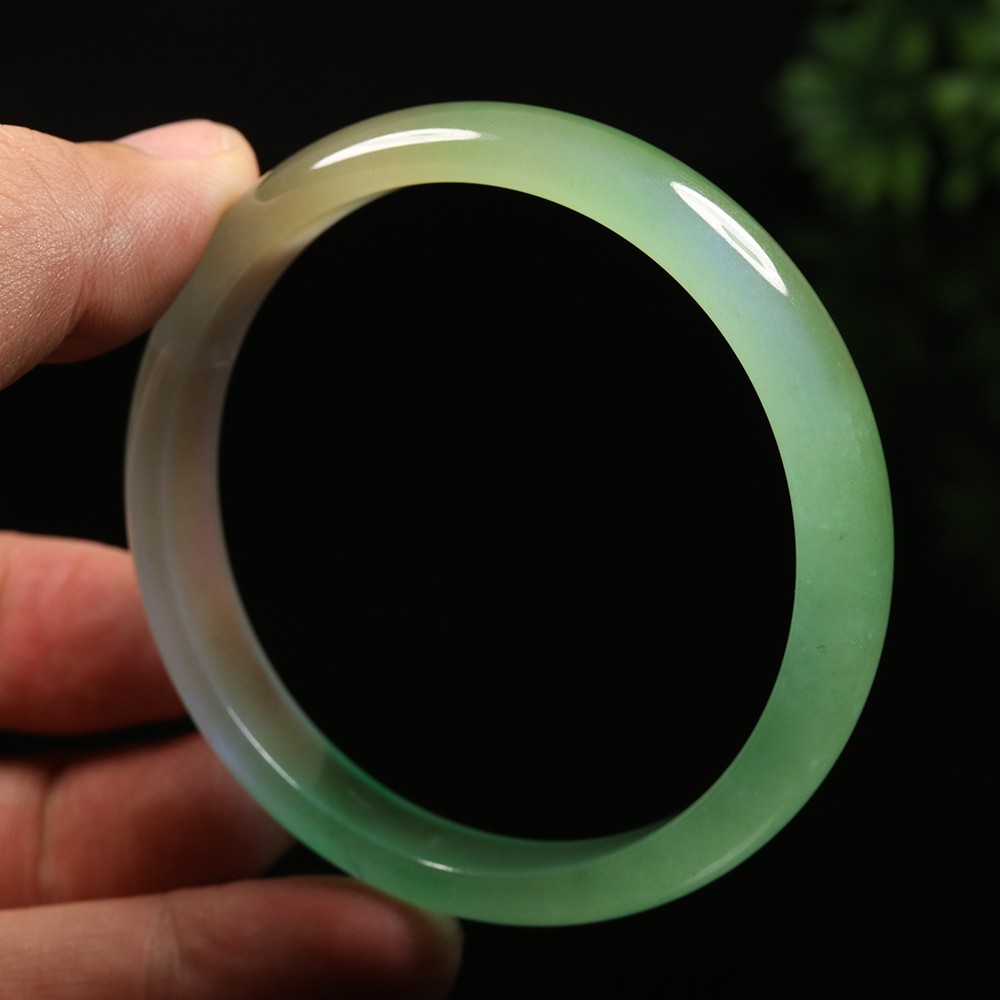 61mm Lavender Green Icy Jadeite Jade Bangle Bracelet Burma Jadeite A-14163