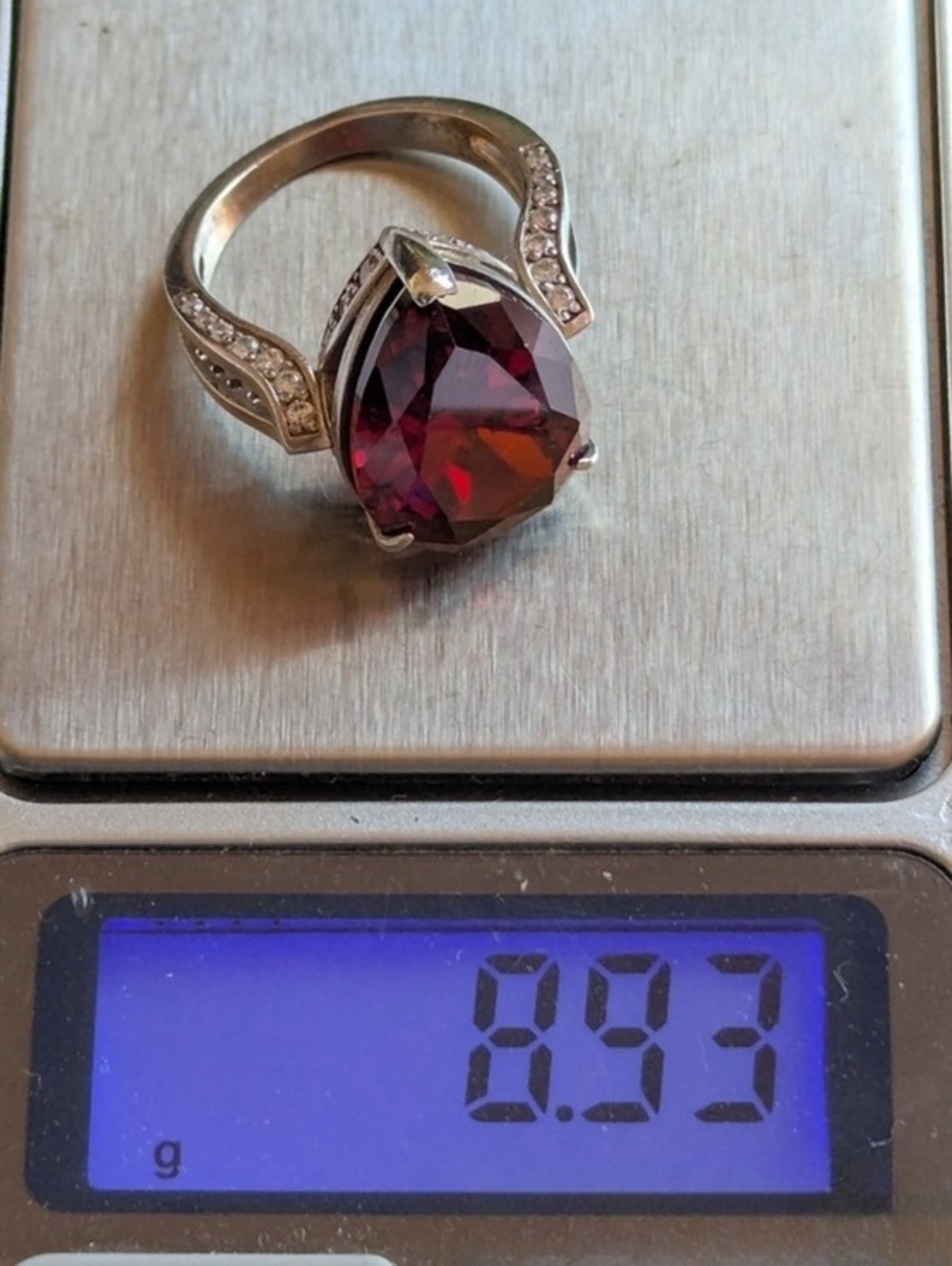 Vintage ring sterling silver 925 Size 8 Weight 8.93 g. Garnet. Ukrainian jewelry