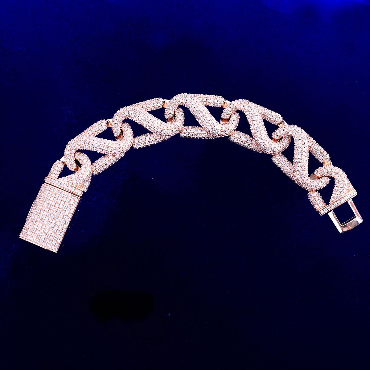 5AAA+ CZ Ice Out Hop Hip Miami Cuban Link Bracelet 24k Real Gold Plated 7-9Inch