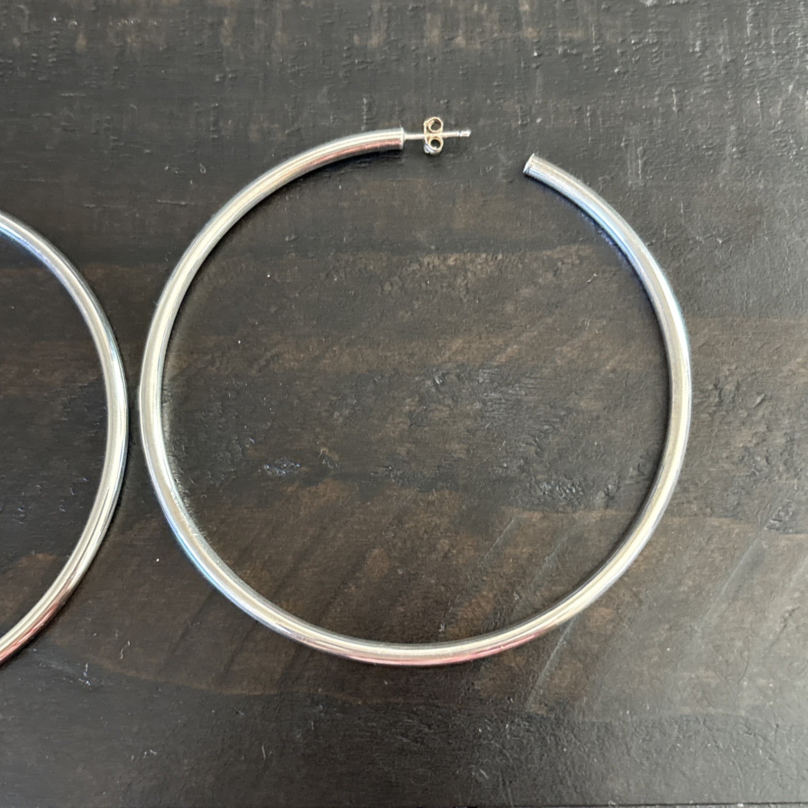 925 Sterling Silver 2 3/4-3 Inch Hoop Earrings 8.2 Grams