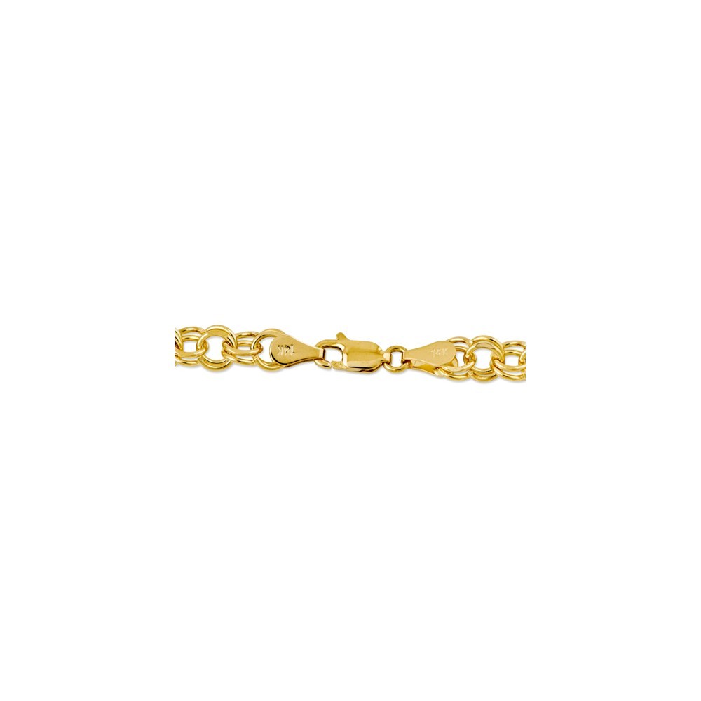14k Yellow Gold 6mm Solid Double Link Fancy Charm Bracelet 8″