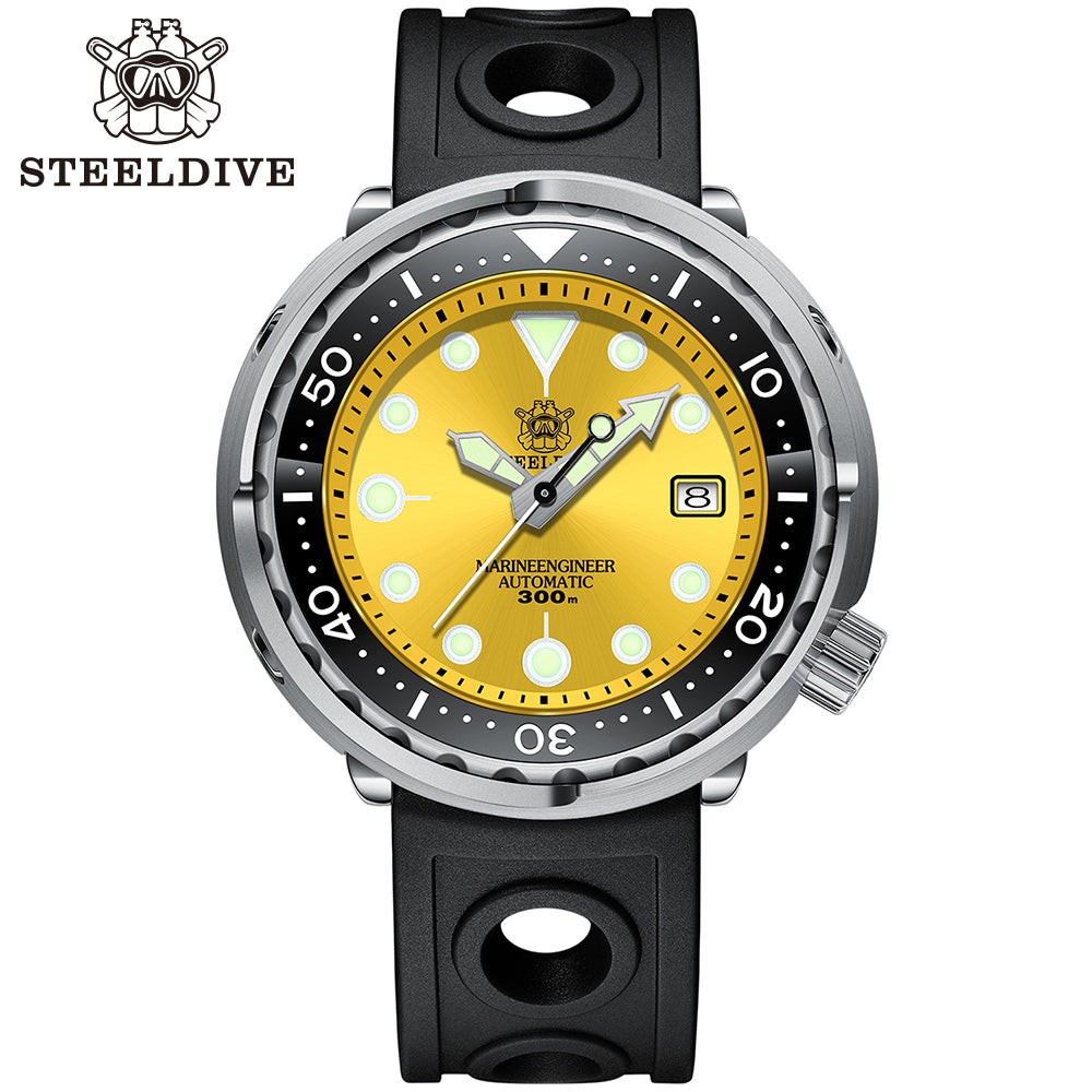 STEELDIVE SD1975 Mens 47.5mm 300M Automatic Dive Watch NH35 Steel Sunray