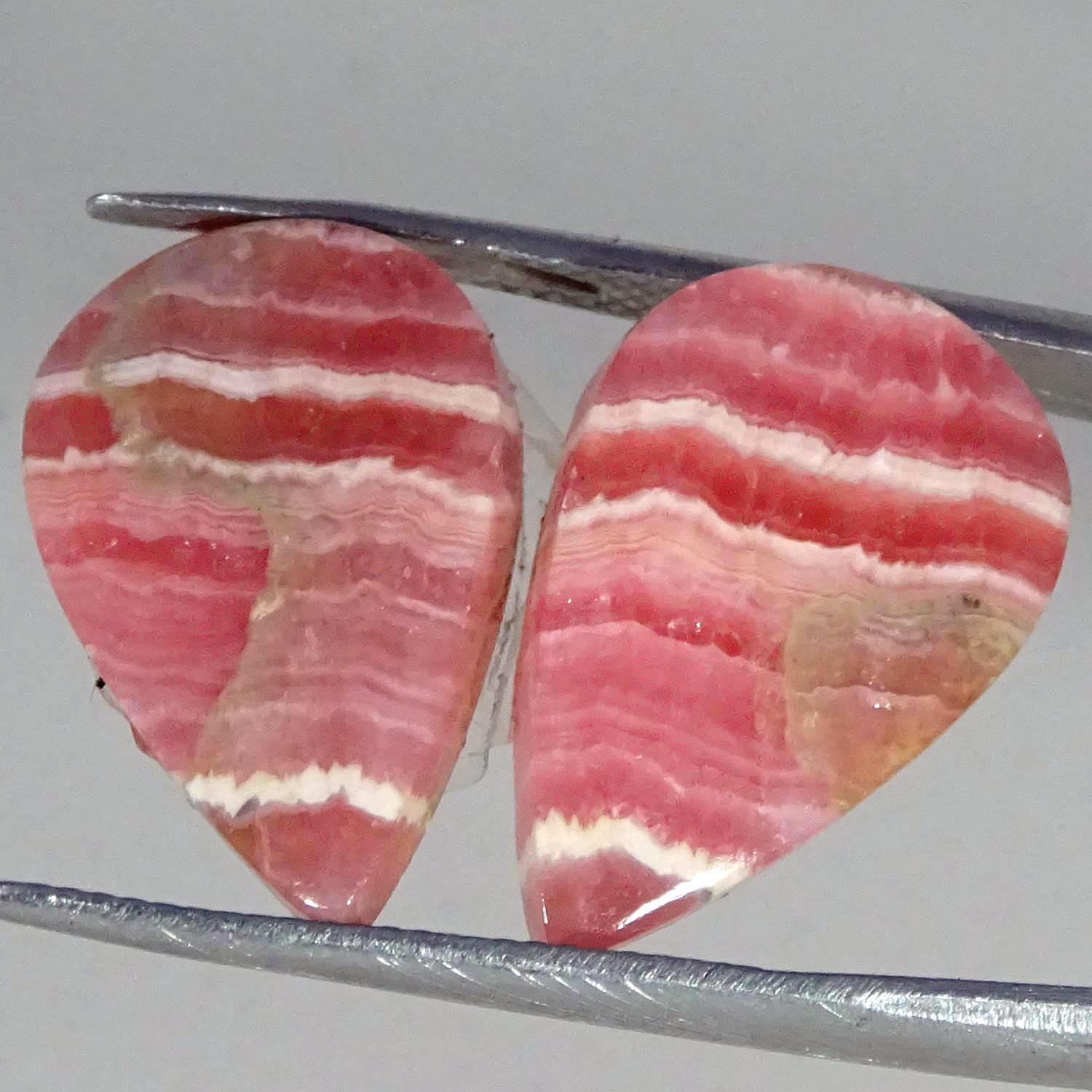 20.50Cts Natural Rhodochrosite Pair Pear Cabochon Loose Gemstone 12X19X3MM