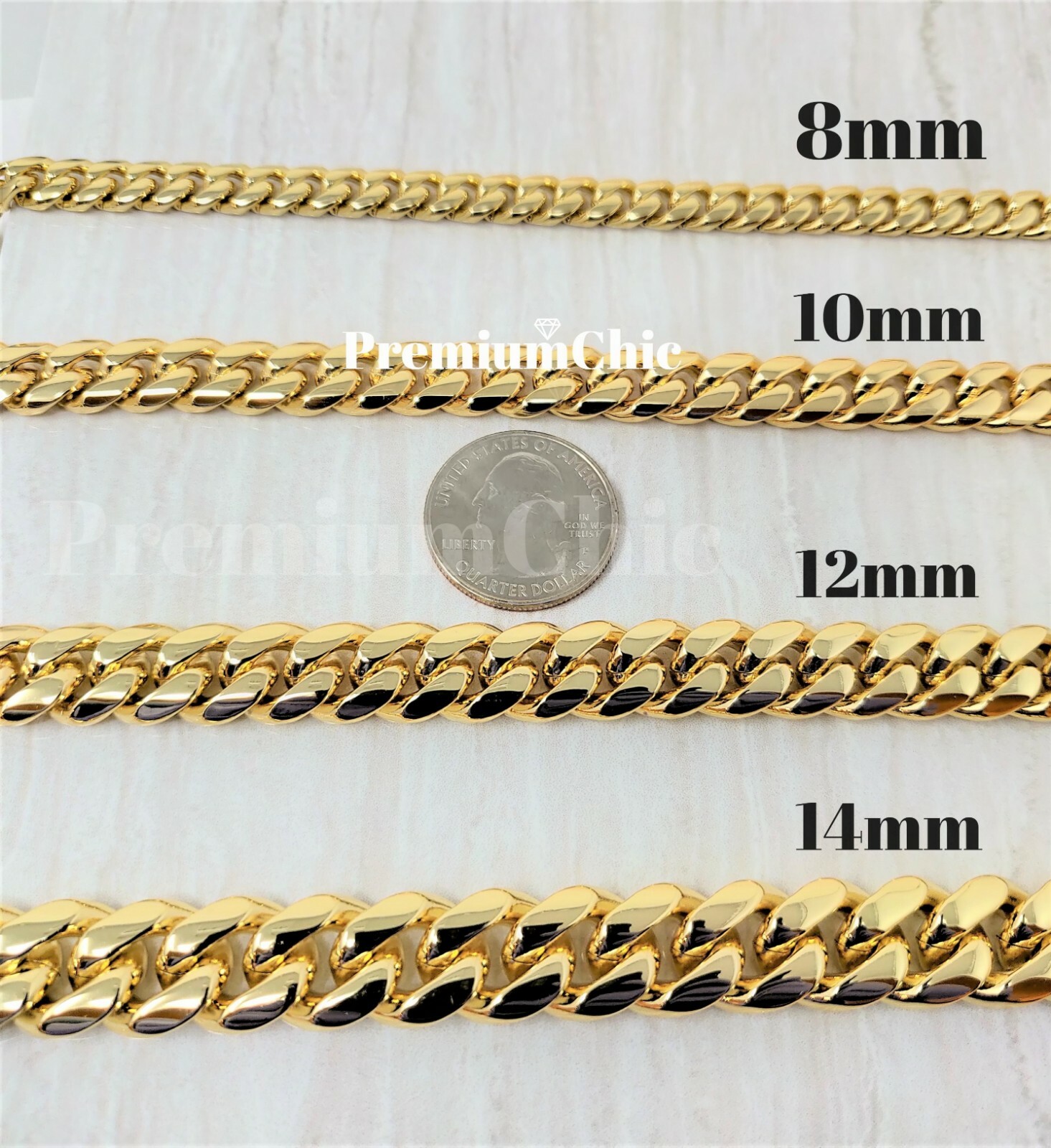 Miami Cuban Link Chain 14k Gold Plated Stainless Steel with Blinged Out CZ Clasp