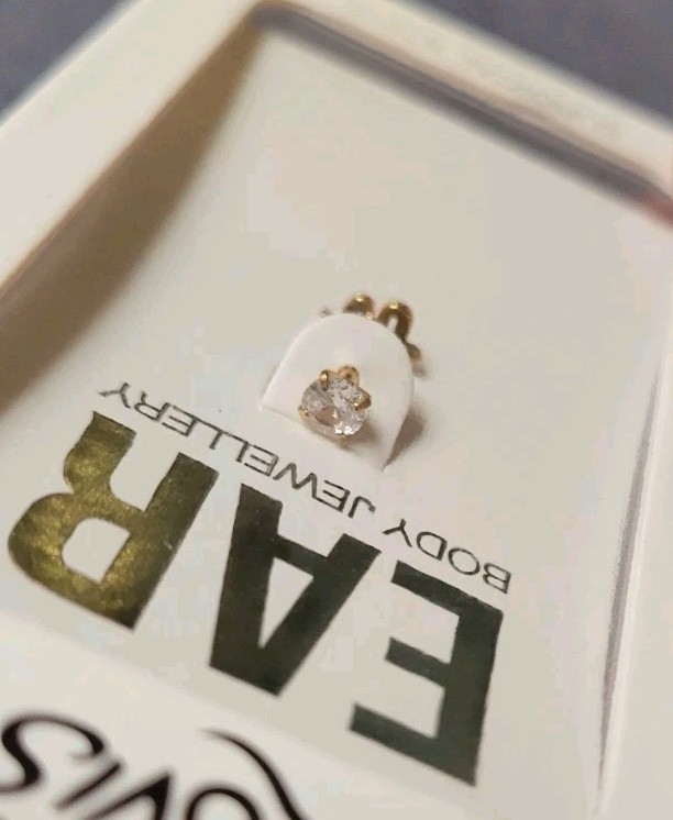 LOVISA Earring Stud Gold Plate Surgical Steel CZ & SNAKE 16G/1.2mm Fairy Grunge