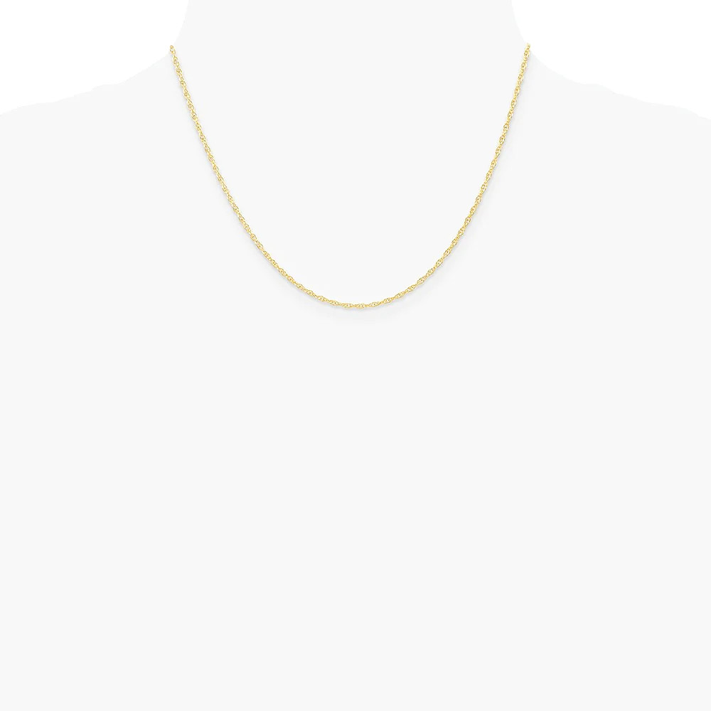 14K Yellow Gold 1.35mm Carded Cable Rope Chain Necklace 16″-24″