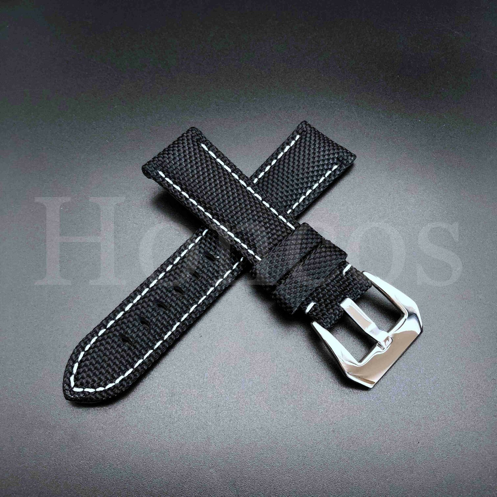 22 – 26 MM Black Leather Canvas Diver Band strap Fits for NVICTA Russian New