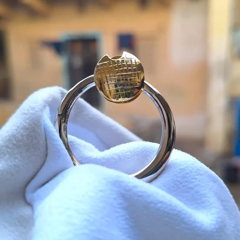 Hand textured Two Tone Gold plated Brass Metal Fashion Jewelry for gift