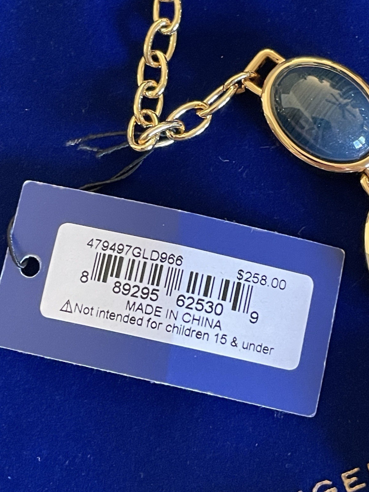 KURT GEIGER SIGNATURE GOLD TONE STONE GEM COLLAR NECKLACE MULTI 18”+ 2”