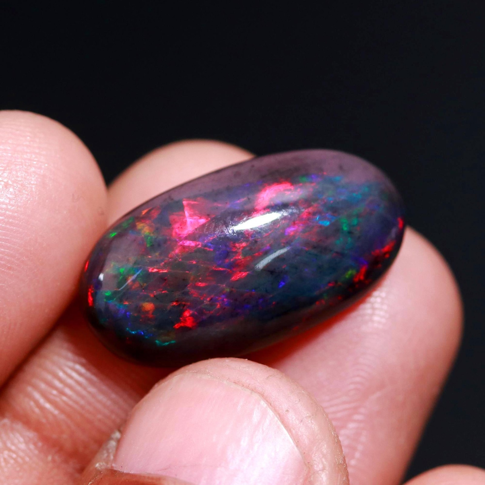 Black Ethiopian Opal Loose Gemstone Big Size 23×12.2×6.2mm 9.05ct