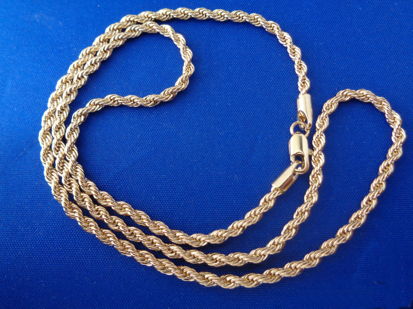 Gold French ROPE CHAIN 20″ 3 mm 24K Gold Plated Necklace Chain diamond-cut 20″