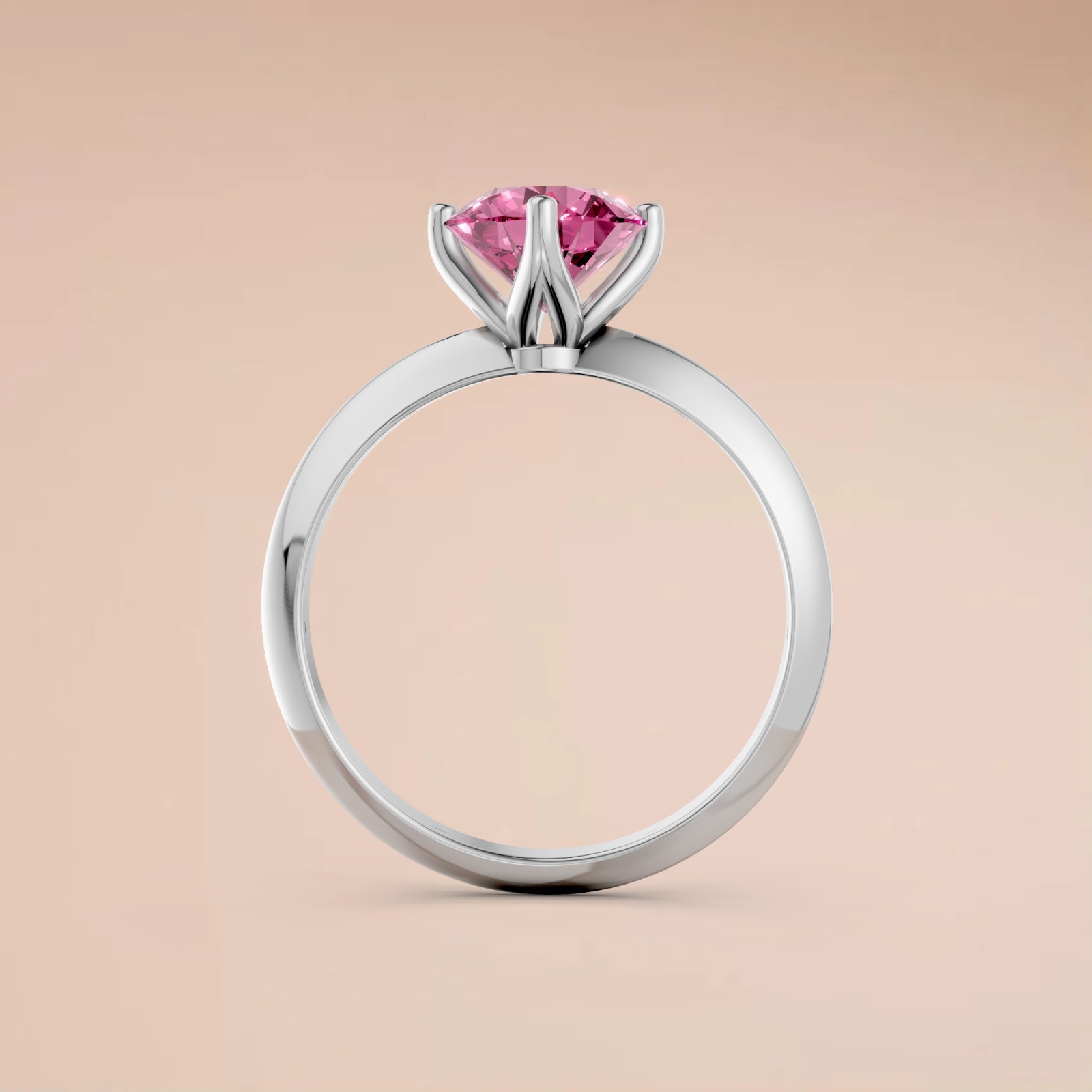 Fancy Pink Round Lab Grown Diamond Prong Basket Set Solitaire Engagement Ring