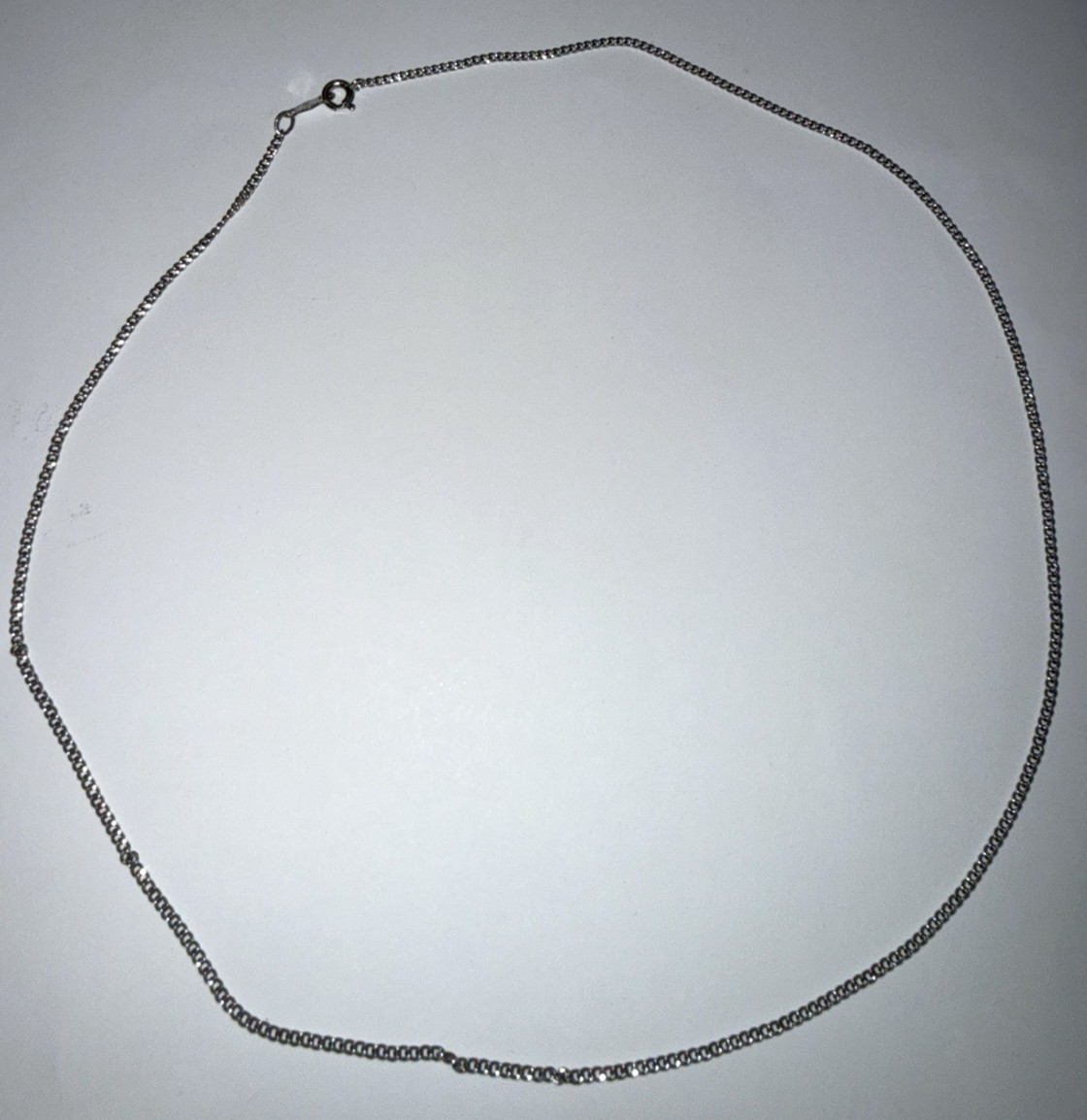 Curb Link Chain Necklace 14K White Gold 16 Inch Long 1.5mm 2.3 Grams