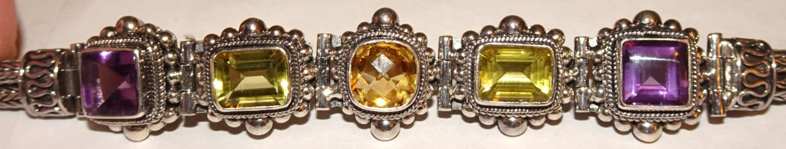 BA Suarti Sterling Multi-Gem Amethyst, Citrine & Lemon Quartz Foxtail Bracelet