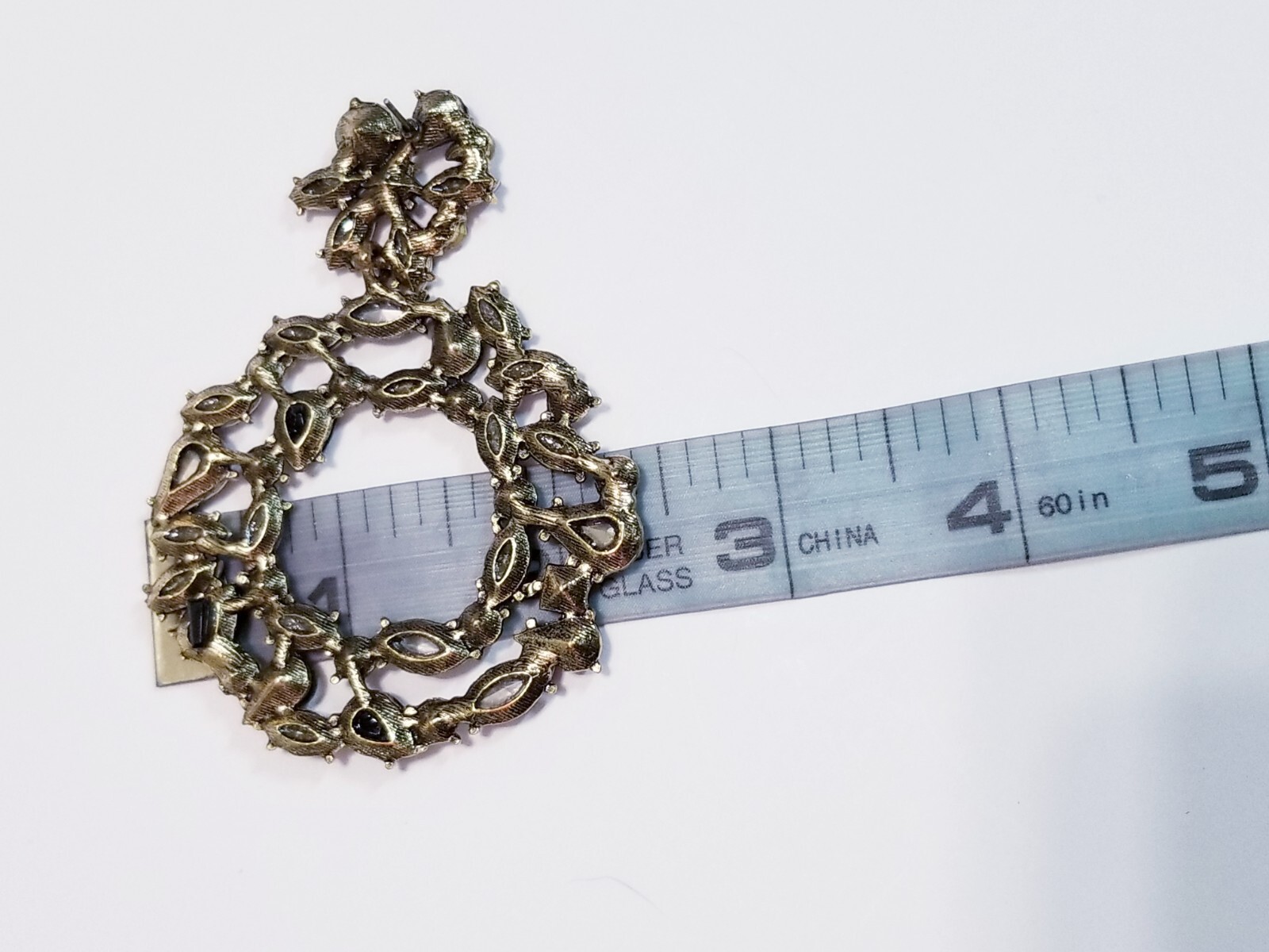 Chandelier Rhinestone Crystal Pageant Bridal Earrings Black Hoops Dangle 2.8 in