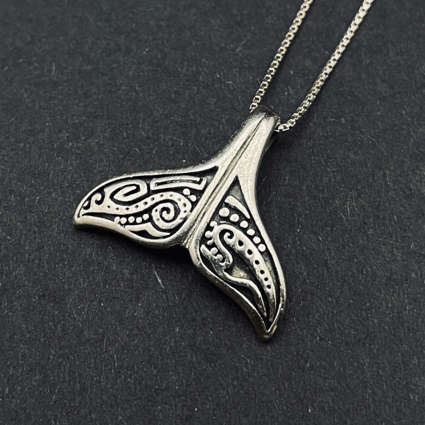 Sterling Silver Aboriginal Orca Whale Tail Necklace Unisex Peter Stone Co PSCL