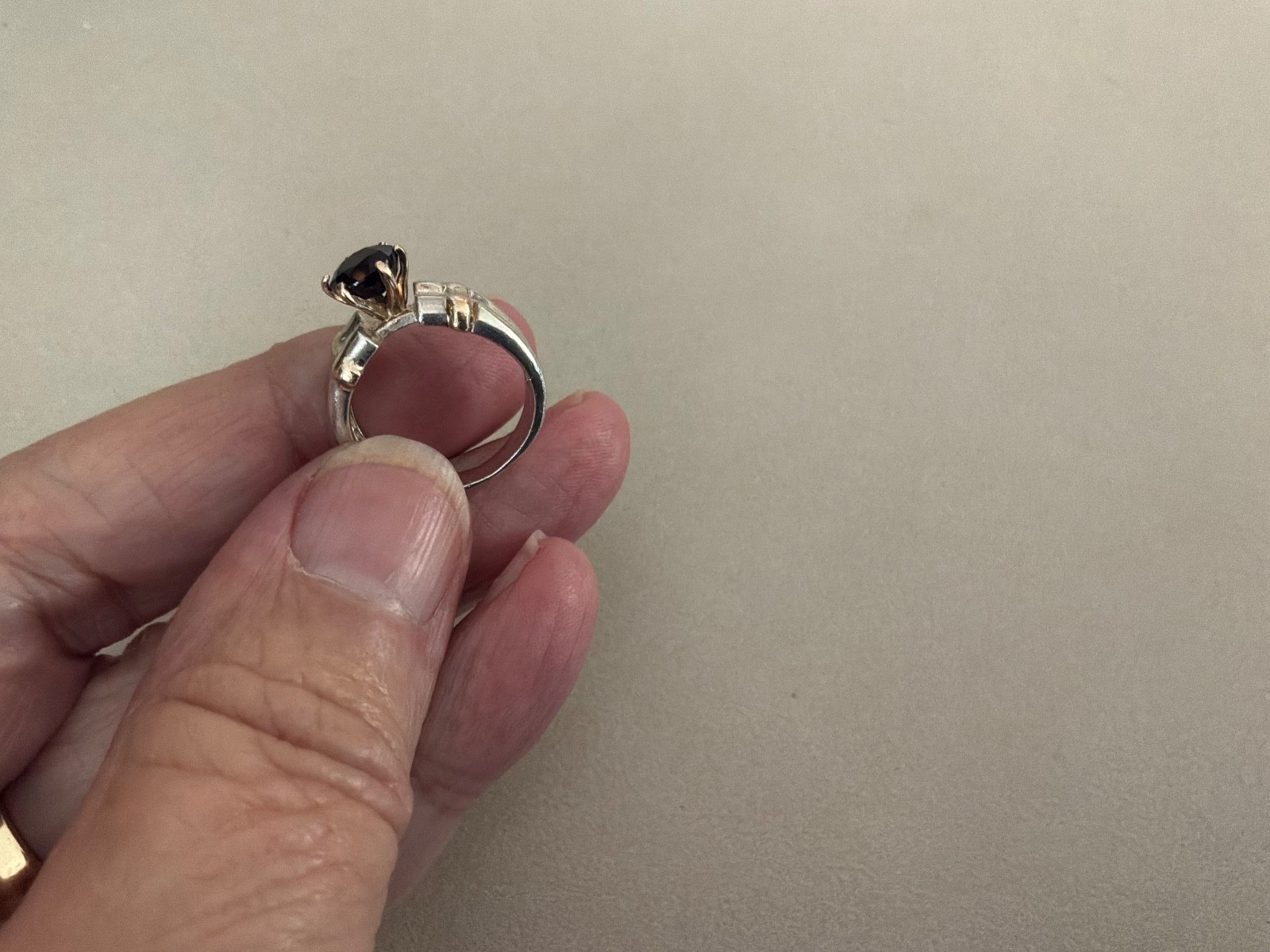 Vintage Purple Spinel Sterling Silver & 14k Yellow Gold Band Ring 1970’s