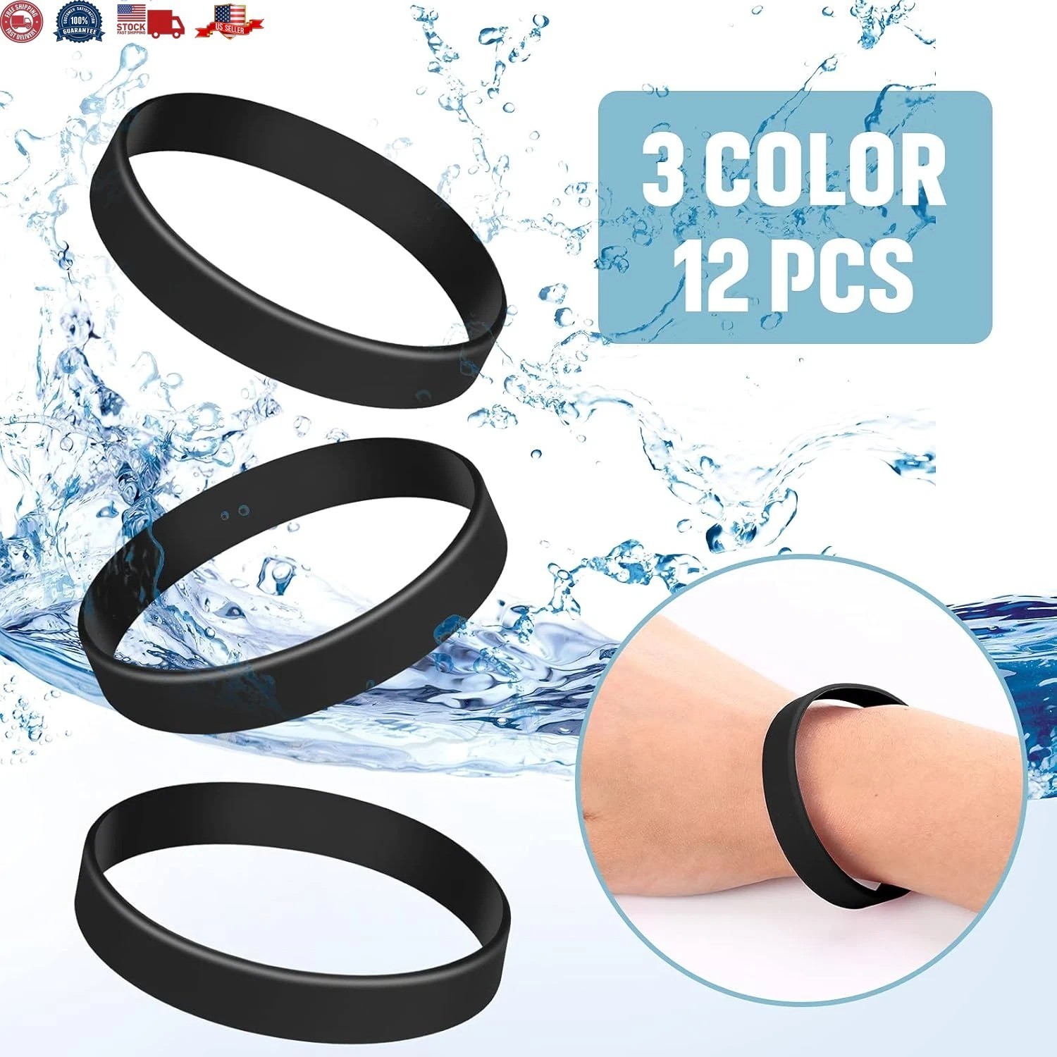 12 Pieces Rubber Bracelets, Solid Color Silicone Wristbands, Multi-Pack Blank Wr