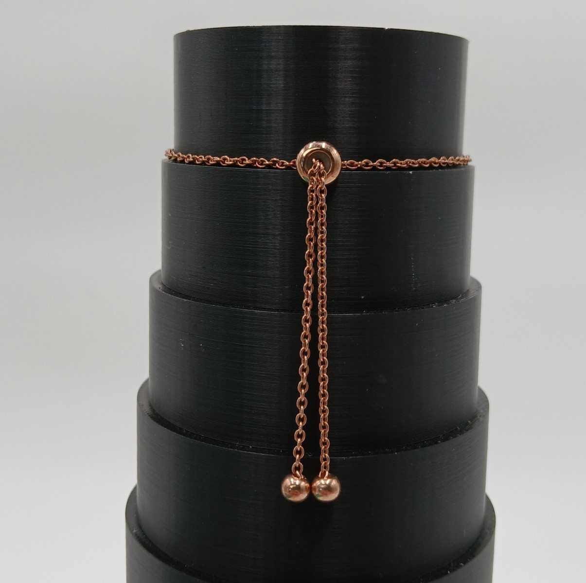 925 SU Slider Bracelet OSFA 9in Sterling Silver Rose Gold Vermeil CZ Bar Dainty