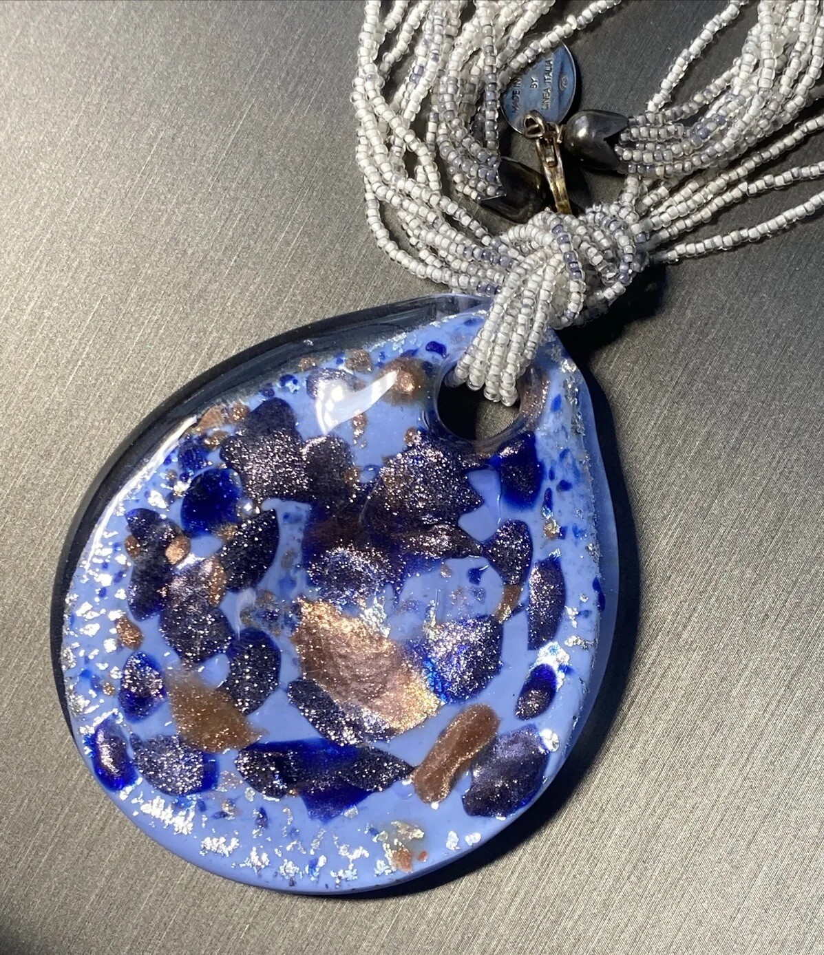 Murano Art Glass Vintage Pendant Necklace Estate Fine Jewelry Pre-Owned