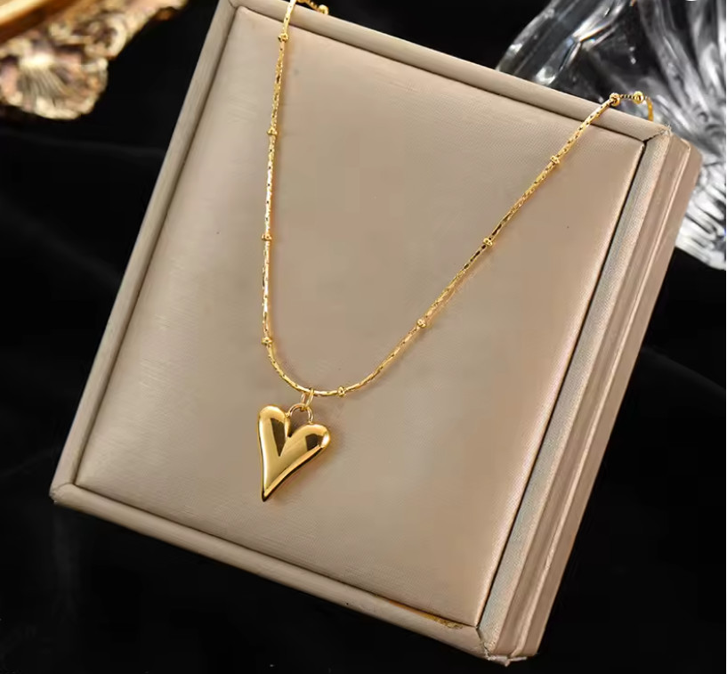 316L Stainless Steel Heart Pendant Necklace Waterproof Women Gift Jewelry