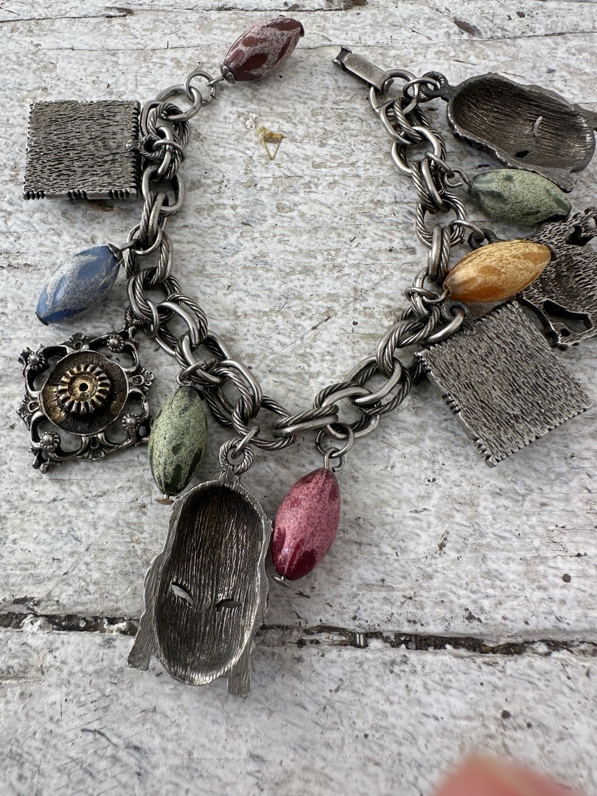 Vintage 60s Asian Inspired Face Charm Bracelet