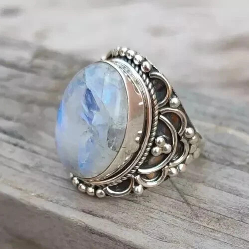 Rainbow Moonstone Ring 925 Sterling Silver Handmade Beautiful Ring All Size R349