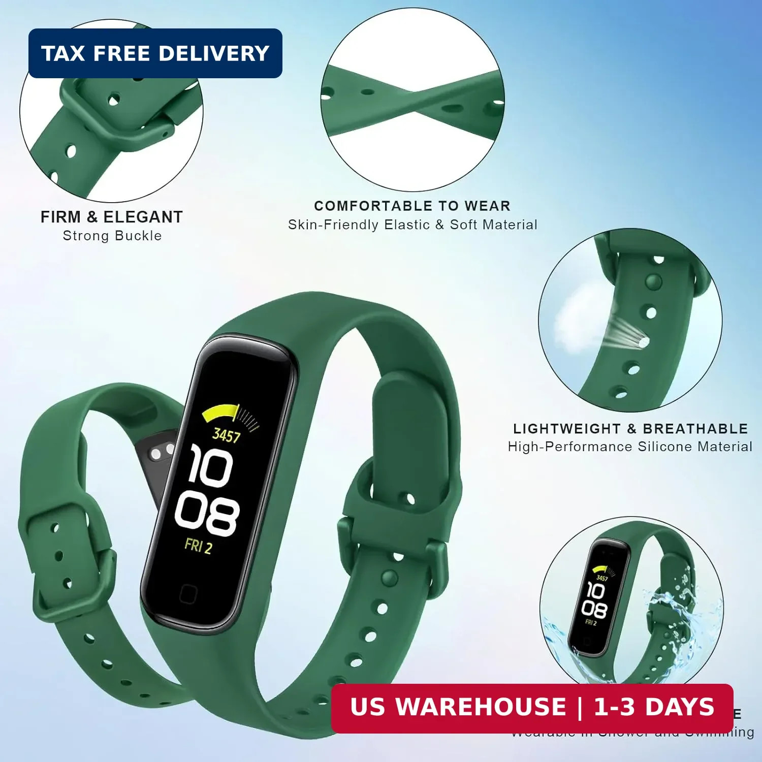 Wanme Replacement Bands for Samsung Galaxy Fit 2 Band Women Men, 3 PACK Silicone