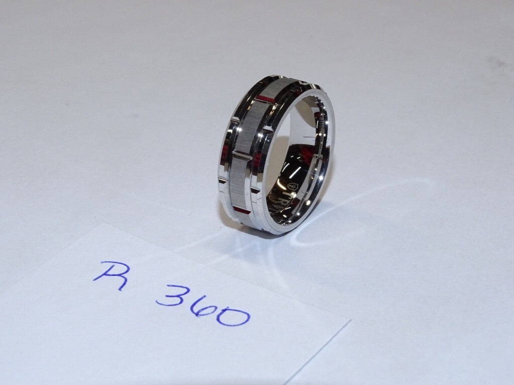 Triton Tungsten Carbide Wedding Ring 8mm Size 9-1/2 Silver w/Brick Design #R360