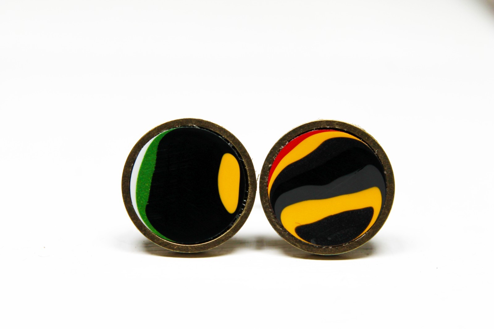 Fordite Cufflinks – 16mm – Bronze Colored Titanium – 2 mm Thick (C-383)