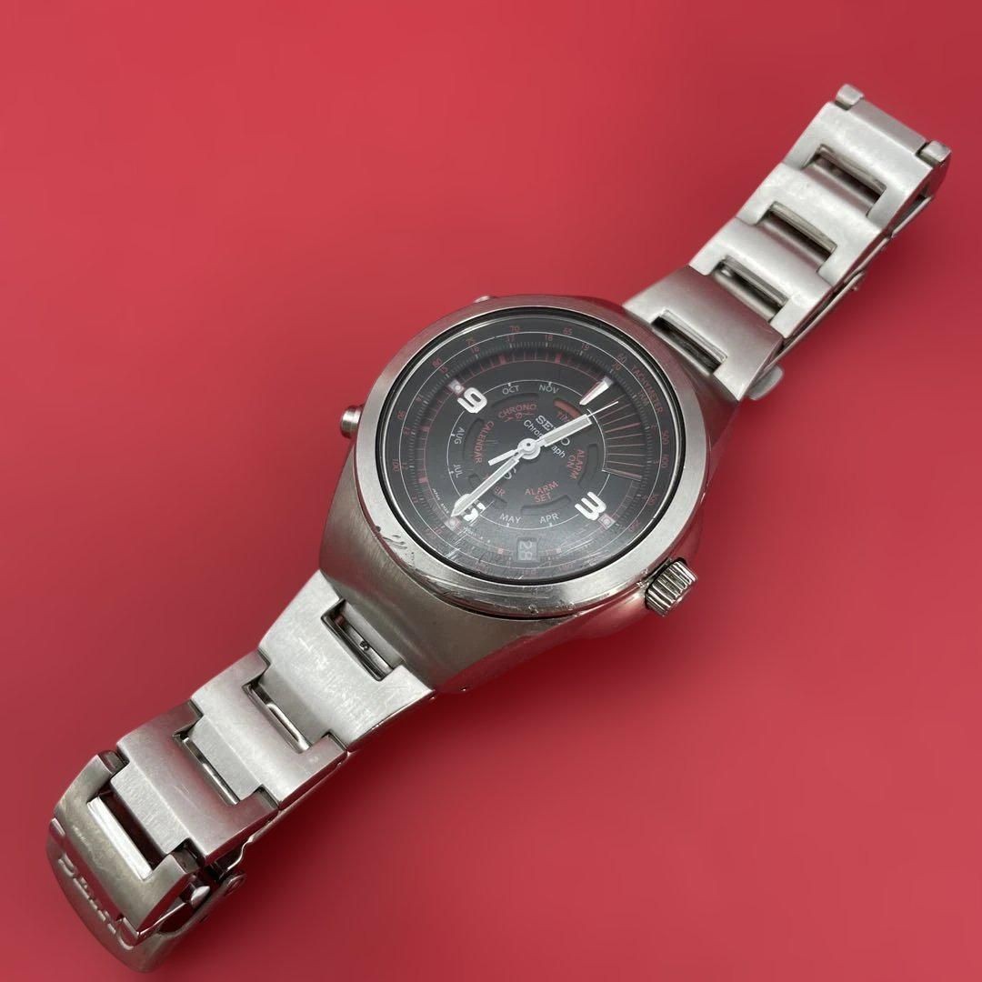 SEIKO SUS Chronograph 6M26-6020 Black Dial Dancing Hands Multifunction QZ Quartz