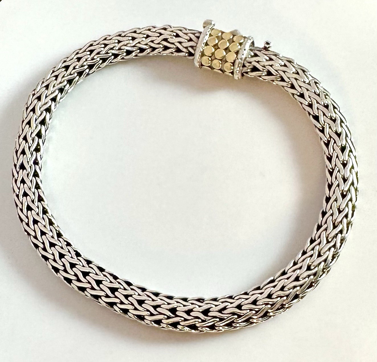 John Hardy Dot Bracelet – 18K Gold and Sterling Silver 7.75”