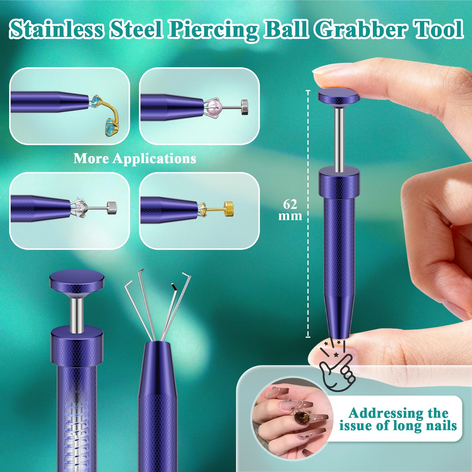 Accirrch 1pc Purple Upgraded Anti-slip Piercing Taper Ball 6mm8mm10mm,