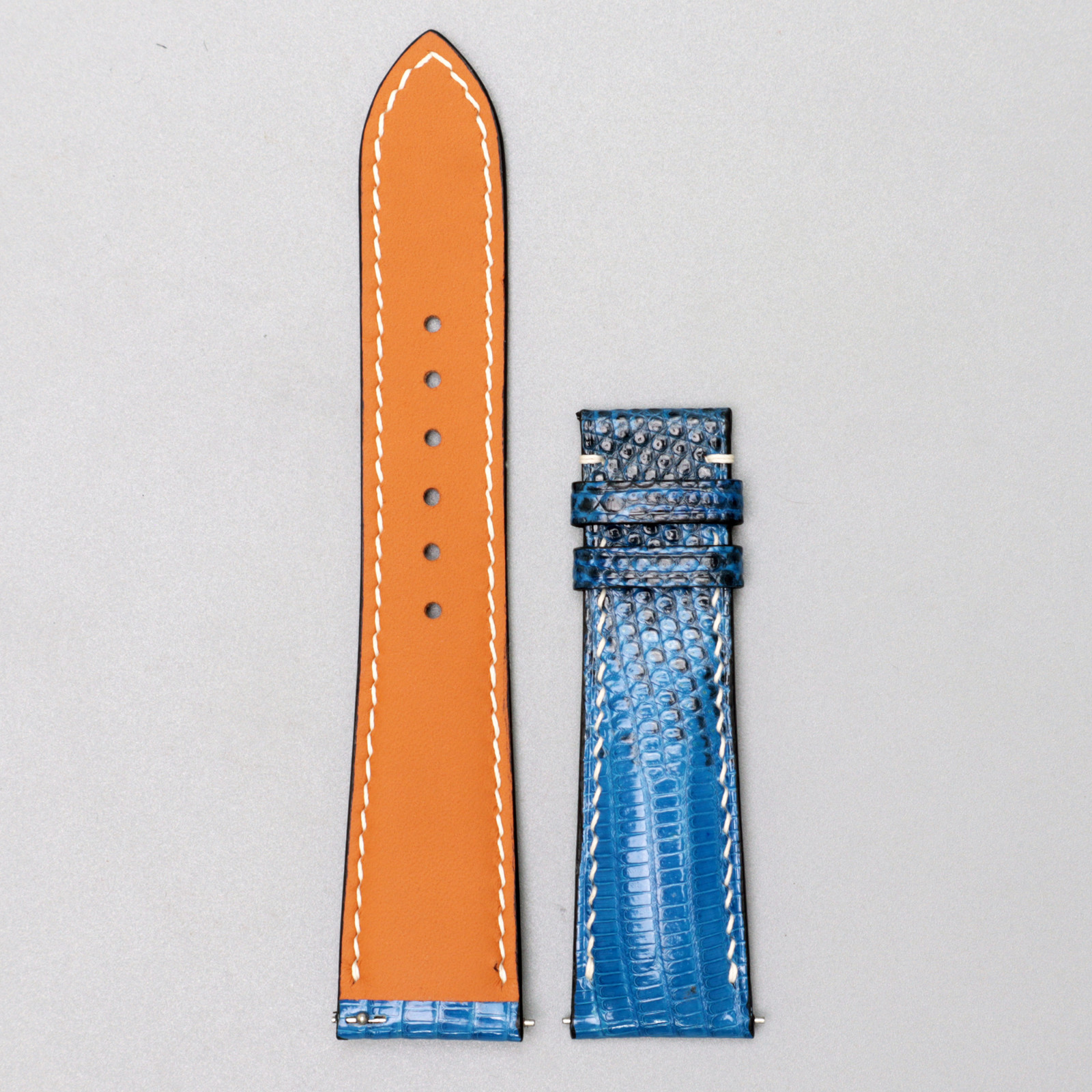 22/18mm Blue Lizard Skin Leather Watch Strap Band without Buckle