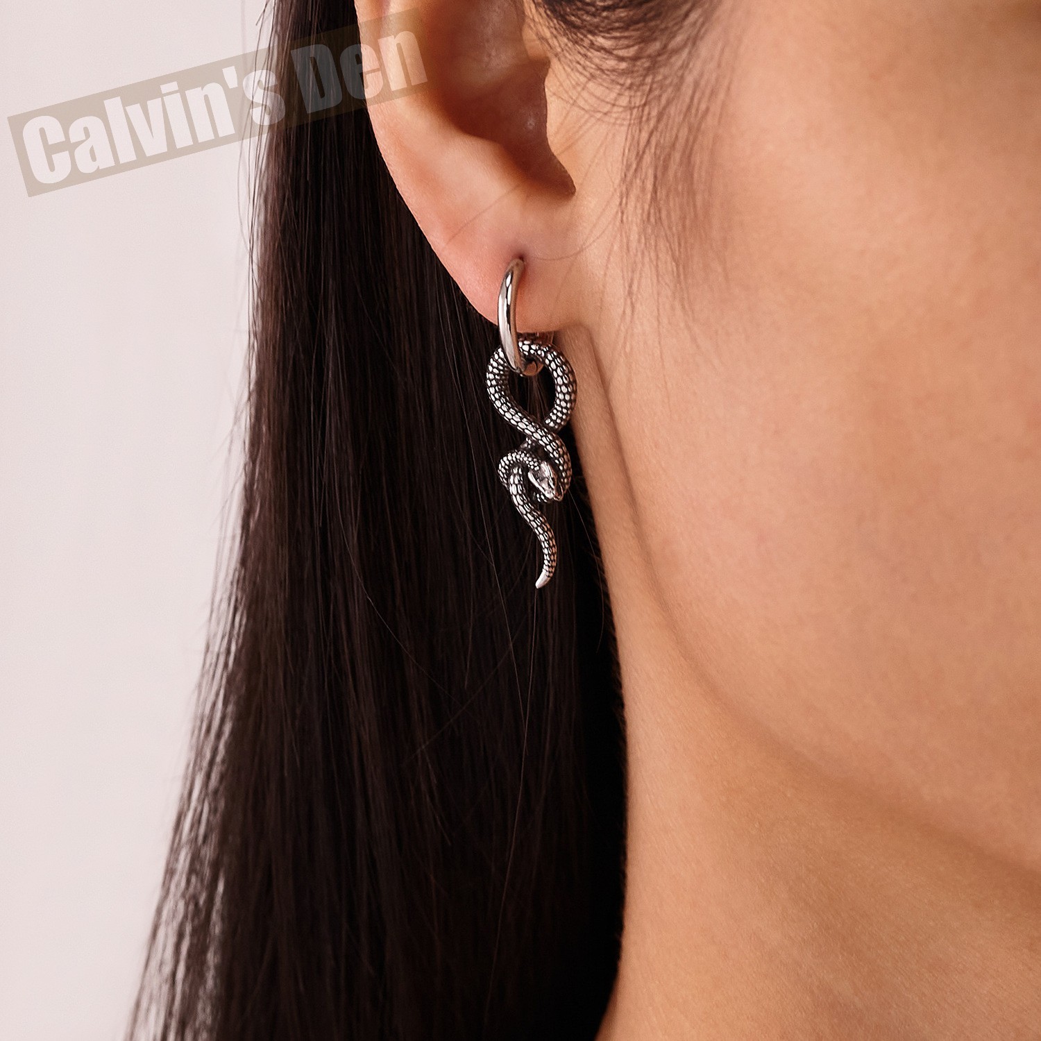 Stainless Steel Twisted Snake Earrings