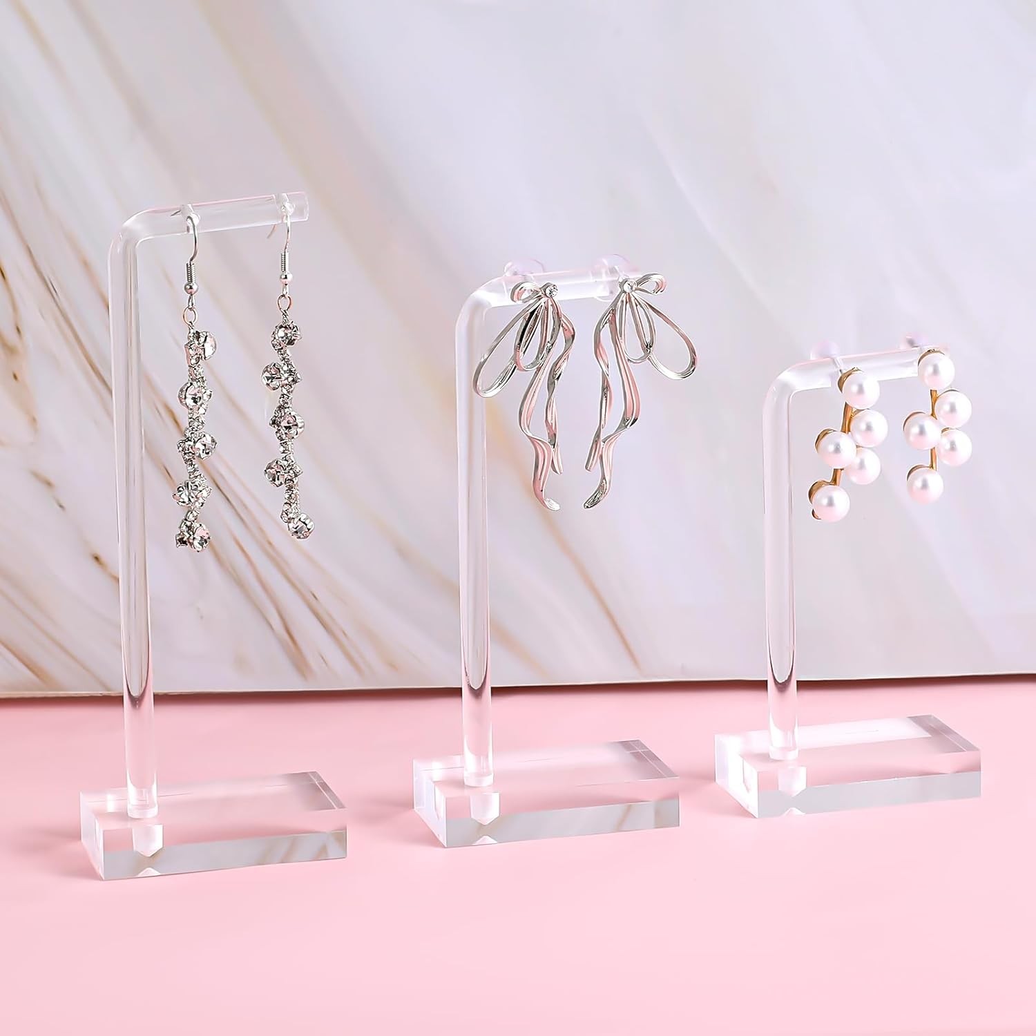 3Pcs Clear Acrylic Earring Display Stand Jewelry Holder Organizer for Earrings