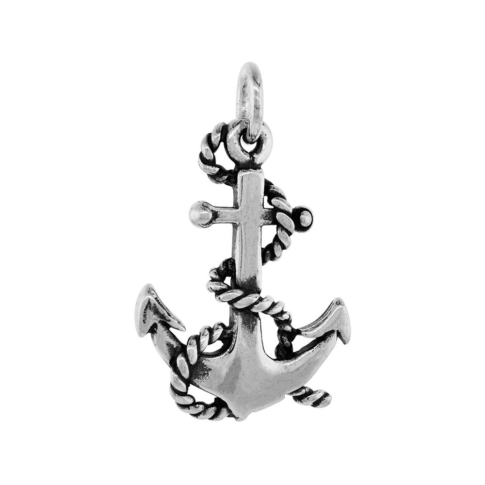 925 Sterling Silver Diamond-Cut Anchor Necklace with 16-24 Inch Long Chain