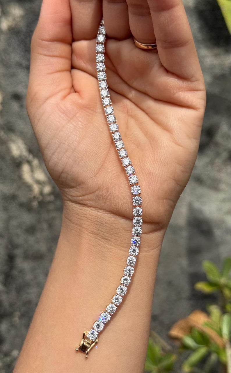 10Ct Round Cut Lab Created Diamond Tennis Bracelet 14k Yellow Gold Plated