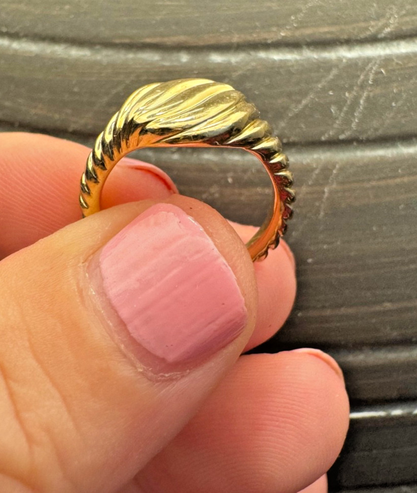 DAVID YURMAN Sculpted Cable Pinky Ring 9.7mm 18k Yellow Gold Sz 4.5 for Women