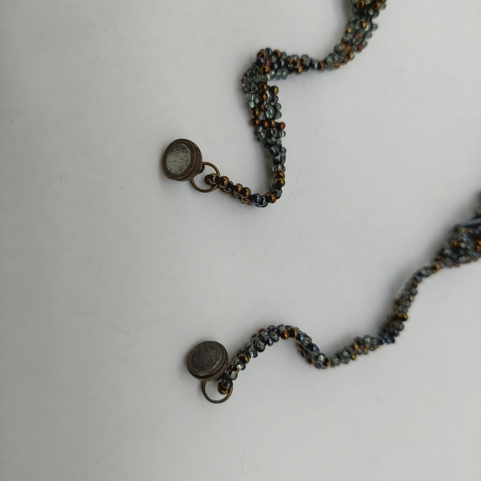 Seed Beaded DNA Design Statement Necklace Red & Black Brown Lot Of 2